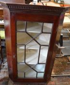 Georgian mahogany corner cupboard with glass panelled door Ht 115cm W 75cm