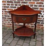 Mahogany corner occasional table with false drawer H 93 cm L 76 cm
