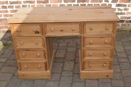 Pine twin pedestal desk