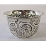 Victorian silver repousse bowl Sheffield 1898 H 5 cm D 8.5 cm weight 1.38 ozt (dent to underside)