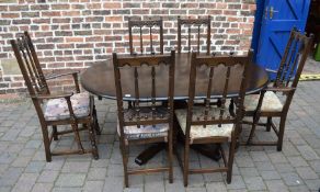 Round extendable dining room table & 6 Ercol dining chairs