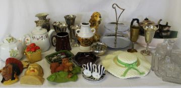 Sel. mixed ceramics, glass dressing table set, Bosson wall plaques etc. (2 boxes)