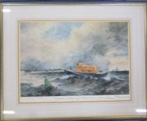 Framed limited edition print -  Humber Lifeboat off Spurn Point signed in pencil by the artist