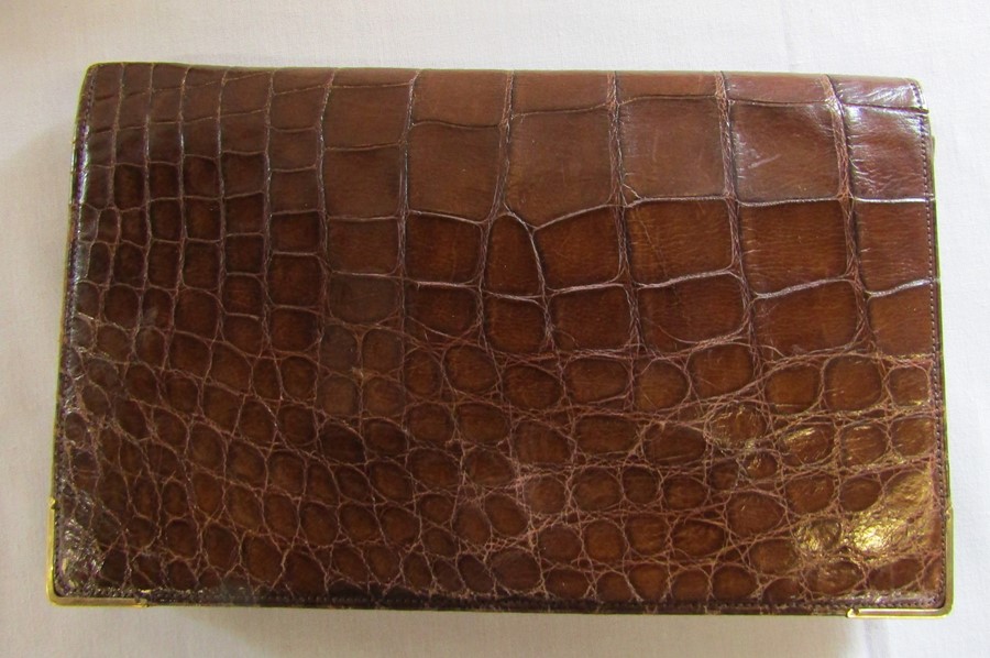 Selection of vintage handbags inc crocodile handbag with 9ct gold corner mounts - Image 2 of 6