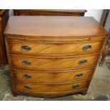 Bevan Funnell reproduction Georgian bow fronted chest of drawers with brushing slide & splayed