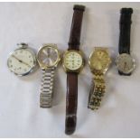 4 gents wristwatches inc Seiko and Rotary & a Kienzle pocket watch