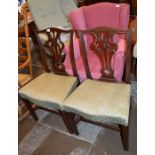Pair of Chippendale style mahogany dining chairs & an armchair