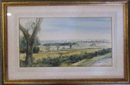Framed watercolour by Lincolnshire artist John Brookes 'View of Alford' signed and dated 1976 50