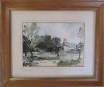 Framed watercolour by Lincolnshire artist John Brookes entitled 'Woodland' 29 cm x  24 cm (size