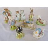 Various Beatrix Potter Royal Albert figurines - Jemima Puddle-duck made a feather nest, Babbitty