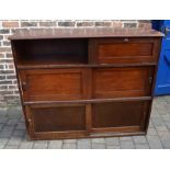 Vintage cupboard / bookcase with sliding doors H 118 cm L 144 cm D 44 cm