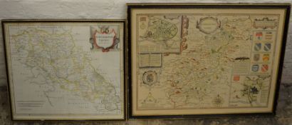Framed map of Northamptonshire by R Morden & another