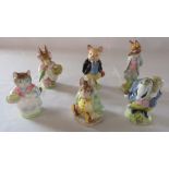 6 undated Beswick Beatrix Potter figuines - Ribby, Pigling Bland, Mrs Rabbit, Tommy Brock, Samuel