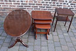 Mahogany nest of tables, coffee table and occasional table