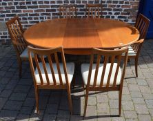 G Plan extending round table 168 cm x 122 cm & 6 chairs