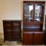 Display cabinet H 178 cm L 83 cm and Stag display cabinet (side piece missing)