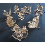 Selection of boxed Swarovski crystal figures inc ice skating bear, squirrel, penguins, cat,