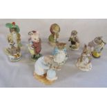 Selection of Beatrix Potter Royal Albert figurines - Mrs Rabbitt and Peter, No more twist, Ribby and