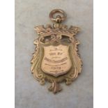 9ct gold fob 'won by Dorcas Crookshanks 1919 presented by Rev F D Waite Middle Grade' Birmingham