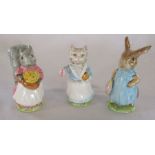 Set of 3 Beswick Frederick Warne & Co 1960s Beatrix Potter figurines - Tabitha Twitchett 1961, Mrs