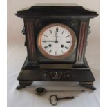 Victorian slate mantel clock 'Presented to the Rev T J Sanderson MA by the parishioners of