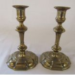 Pair of Georgian brass candlesticks H 17 cm