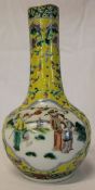 19th century (or earlier) Chinese Famille Verte vase depicting scholars h 20cm (chip to base)