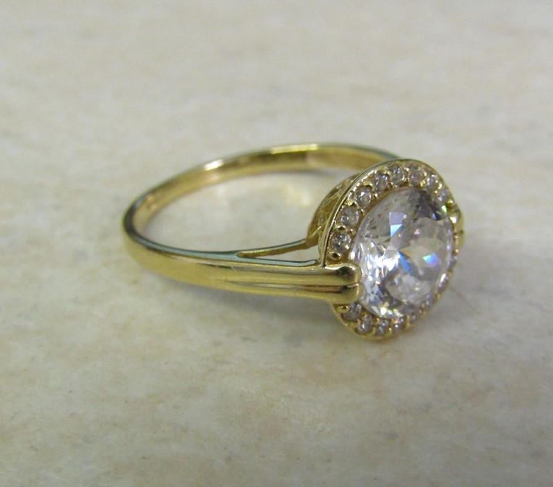 14ct gold diamonique and cubic zirconia ring size R/S weight 3 g - Image 3 of 4