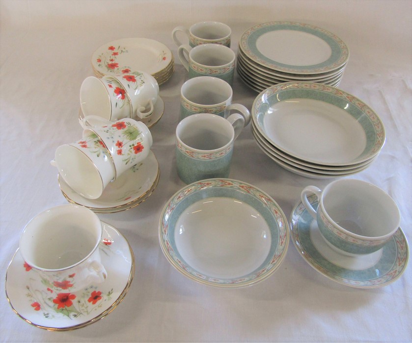 Wedgwood 'Aztec' part dinner service and Royal Vale poppy pattern part tea service