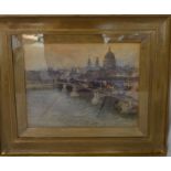 Watercolour of Blackfriars bridge by Frank Rousse. Frame size 54cm by 46cm