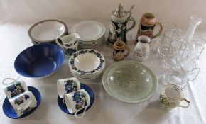 Various ceramics and glassware inc Chris Aston studio pottery bowl, Johnson Bros, Denby and King