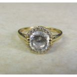 14ct gold diamonique and cubic zirconia ring size R/S weight 3 g