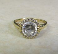 14ct gold diamonique and cubic zirconia ring size R/S weight 3 g