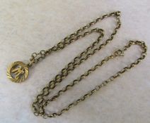 9ct gold necklace with 9ct gold 'M' intial pendant weight 5.4 g