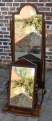 Early 20th century oak cheval mirror & a Victorian mahogany toilet mirror