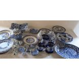 2 boxes of assorted blue and white ceramics