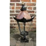 Cast iron and copper outside / street lamp (missing some glass panes) H 75 cm