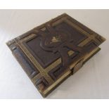 Victorian musical leather bound photograph album (no key, spine af) containing various pictures by