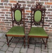 Pair of Victorian Jacobean style carved hall chairs