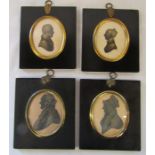 2 pairs of framed silhouettes - Mr & Mrs Chas Turner June 1832 & Thomas Pugh Leighton (1749-1834)