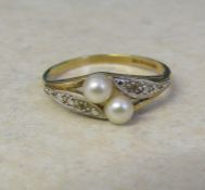 9ct gold pearl ring size O weight 2 g