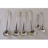 Assorted silver condiment spoons inc London 1802,1810,1866 (2) and Sheffield 1899 total weight 1.
