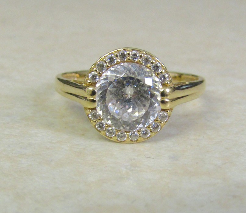14ct gold diamonique and cubic zirconia ring size R/S weight 3 g - Image 2 of 4
