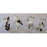 4 Beswick cat band figures H 5 cm (bow af)