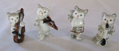 4 Beswick cat band figures H 5 cm (bow af)