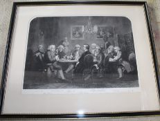 Framed engraving after original by James E Doyle "A Literary Party at Sir Joshua Reynolds's",