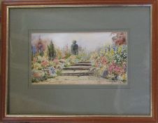 Framed watercolour of a garden pathway 44.5 cm x 34.5 cm (size including frame)