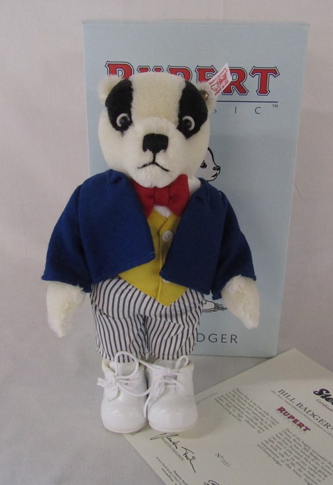 Steiff Rupert Classic collection Bill Badger limited edition 651/1500 H 28 cm complete with box