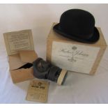 Herbert Johnson Burlington Street London bowler hat L 28 cm W 23 cm circumference 21" in original