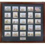 Framed set of cigarette cards - Old naval prints by John Player 1936 60 cm x 54 cm (size including